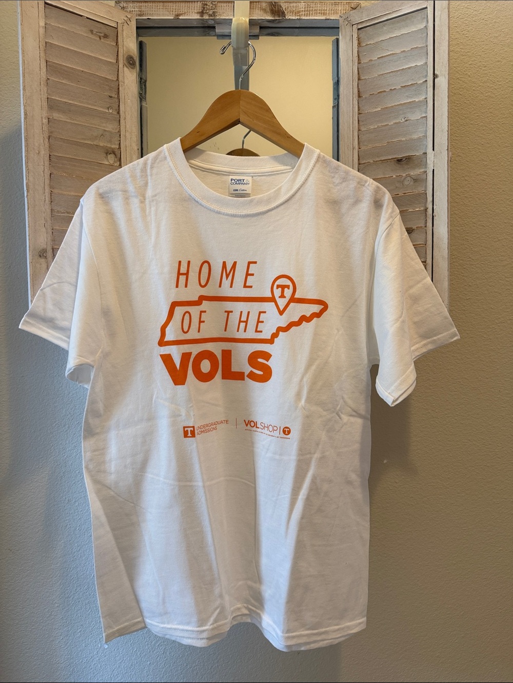 Home of the Vols White Tee with Orange Print